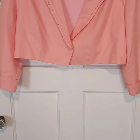 For Love and Lemons Peach Linen Blend Cropped Blazer Size XL - Picture 3 of 14